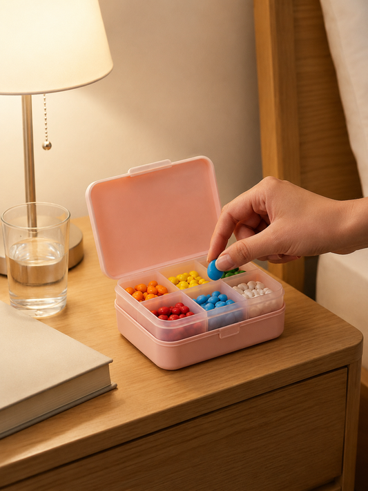 Portable compartmentalized pill box