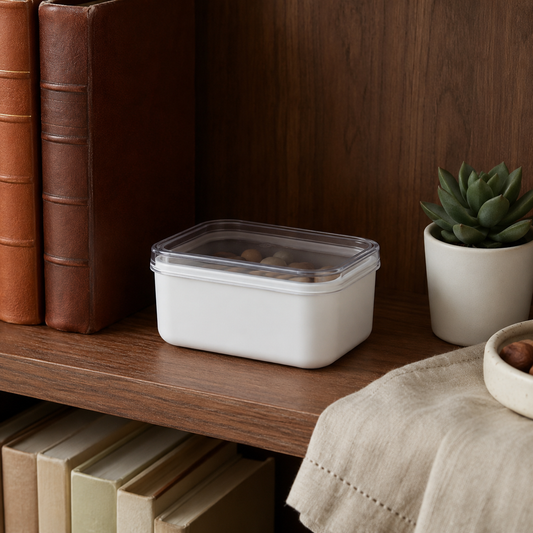 Household storage box with transparent lid