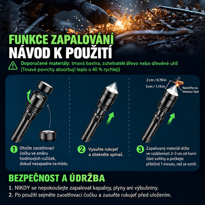 BVJ® Supervýkonná ultimátní taktická survival svítilna · PRODÁNO 2M+ KUSŮ · 80× jasnější · Výdrž až 120 h · Vojenská technologie COB LED