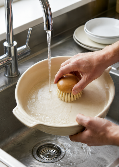 Wooden-handled kitchen brush