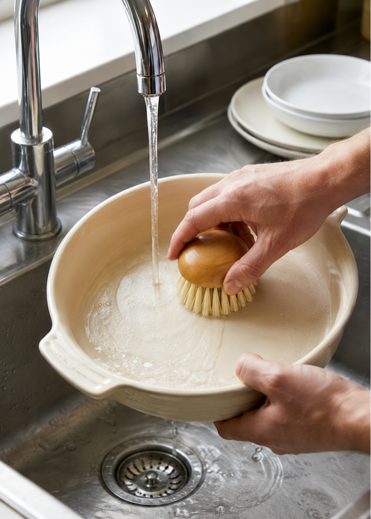 Wooden-handled kitchen brush