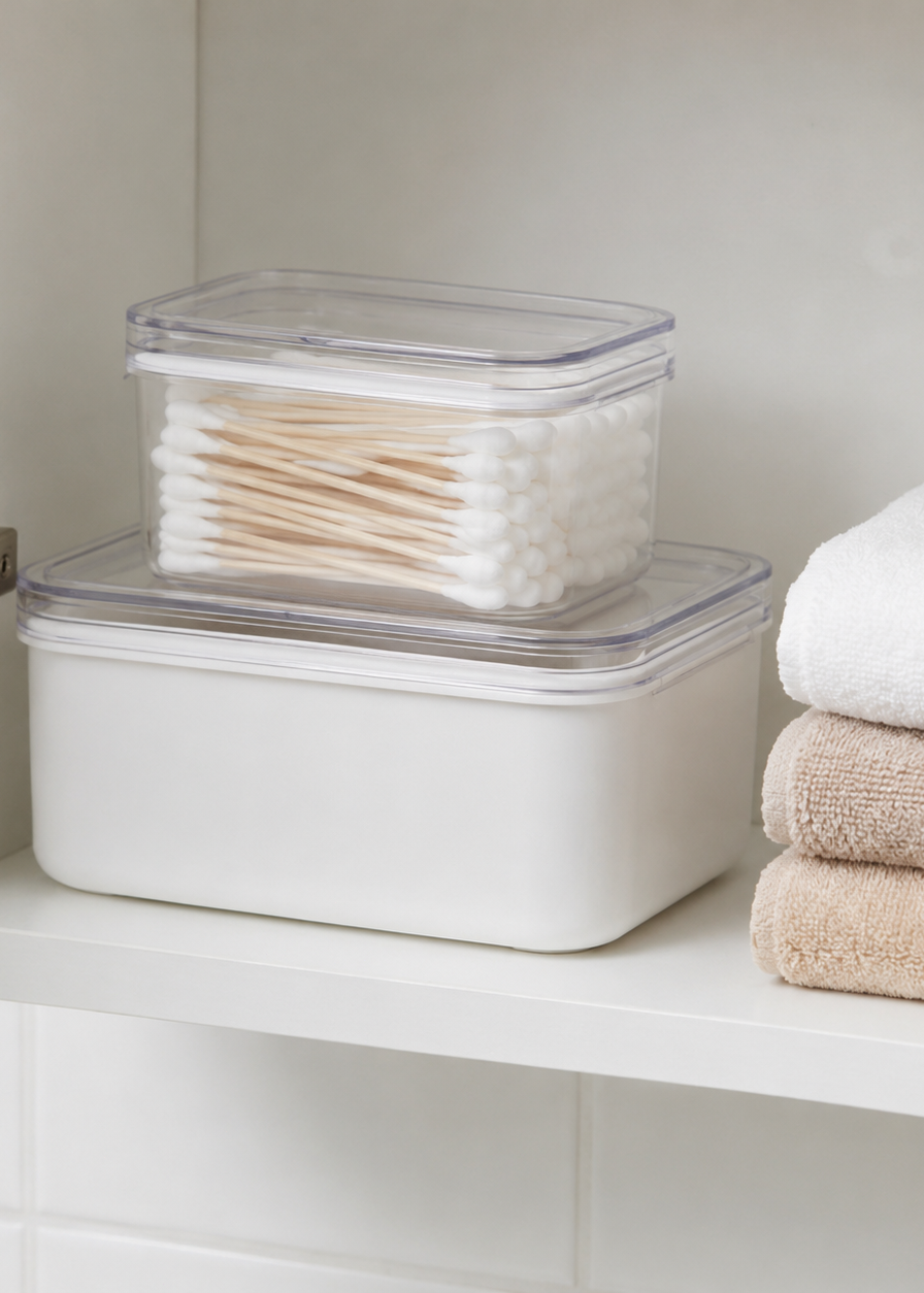 Household storage box with transparent lid