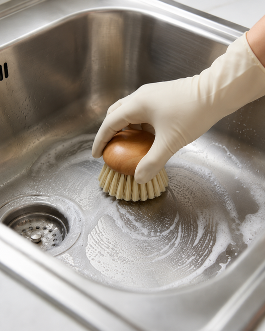 Wooden-handled kitchen brush