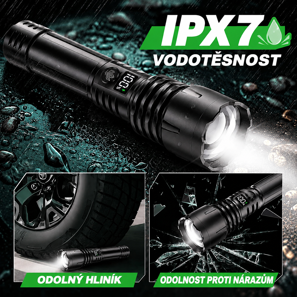 BVJ® Supervýkonná ultimátní taktická survival svítilna · PRODÁNO 2M+ KUSŮ · 80× jasnější · Výdrž až 120 h · Vojenská technologie COB LED