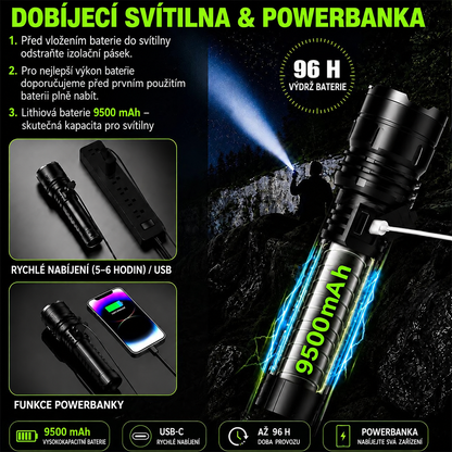 BVJ® Supervýkonná ultimátní taktická survival svítilna · PRODÁNO 2M+ KUSŮ · 80× jasnější · Výdrž až 120 h · Vojenská technologie COB LED