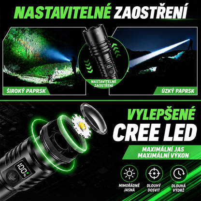 BVJ® Supervýkonná ultimátní taktická survival svítilna · PRODÁNO 2M+ KUSŮ · 80× jasnější · Výdrž až 120 h · Vojenská technologie COB LED