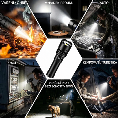 BVJ® Supervýkonná ultimátní taktická survival svítilna · PRODÁNO 2M+ KUSŮ · 80× jasnější · Výdrž až 120 h · Vojenská technologie COB LED