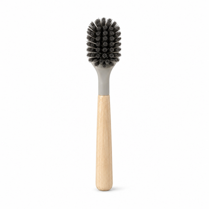 Wooden-handled scrubbing brush
