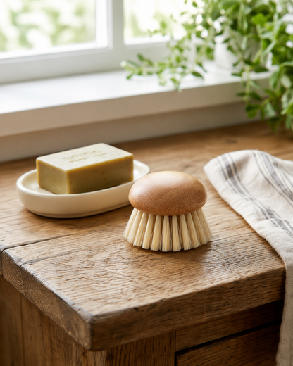 Wooden-handled kitchen brush