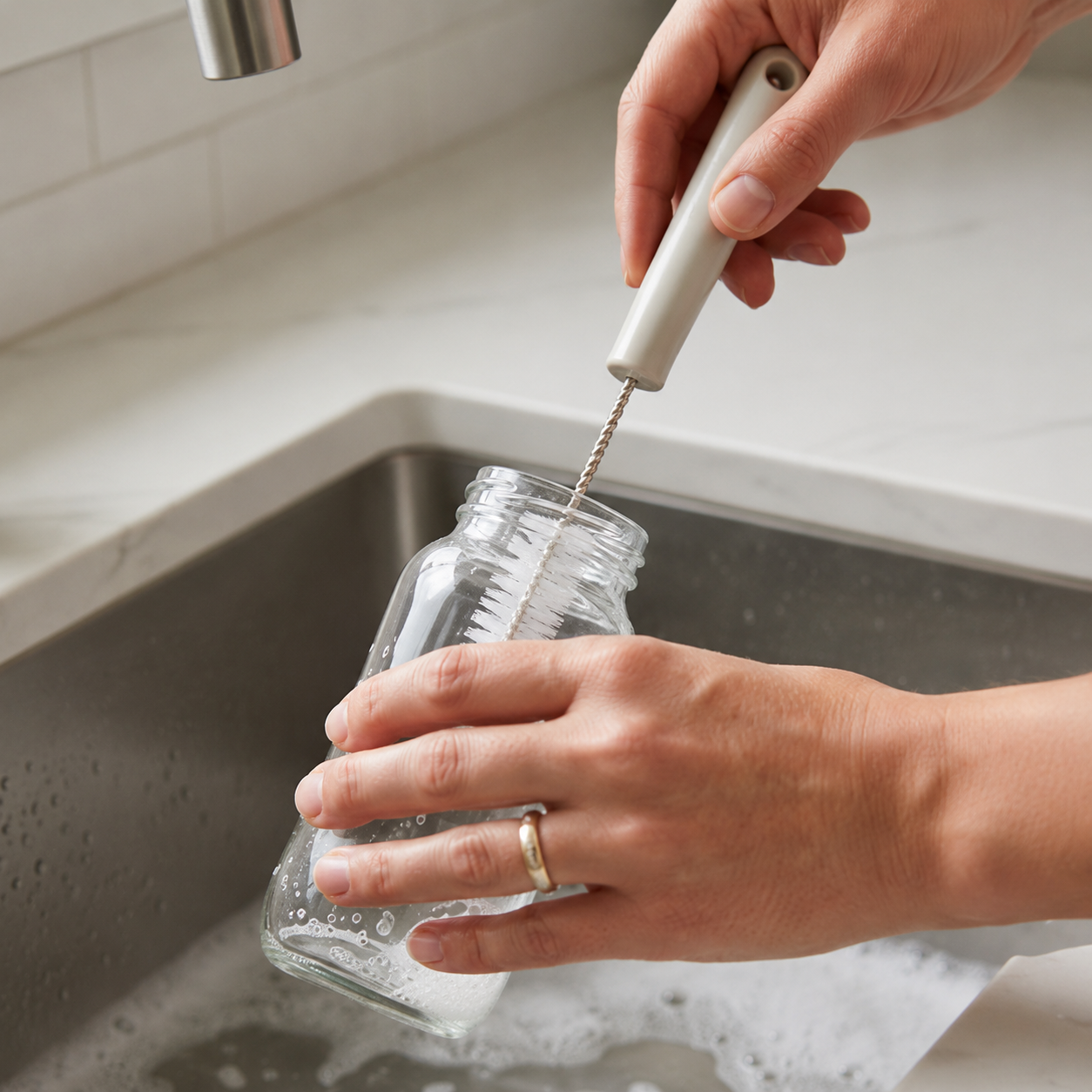 Long-handled cup cleaning brush