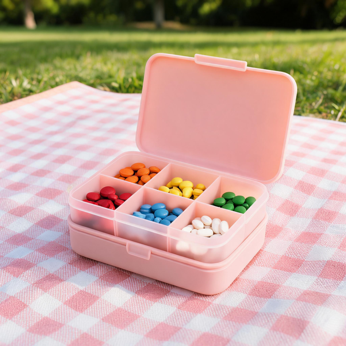 Portable compartmentalized pill box